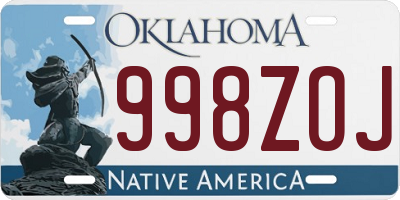 OK license plate 998ZOJ