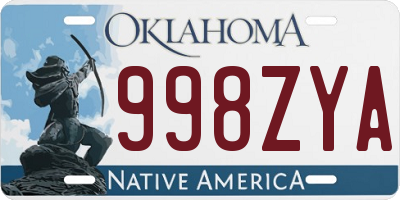 OK license plate 998ZYA