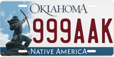 OK license plate 999AAK