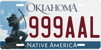 OK license plate 999AAL