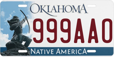 OK license plate 999AAO