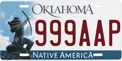 OK license plate 999AAP