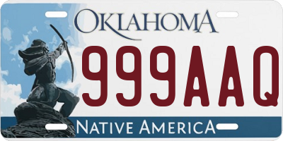 OK license plate 999AAQ
