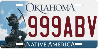 OK license plate 999ABV