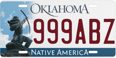 OK license plate 999ABZ