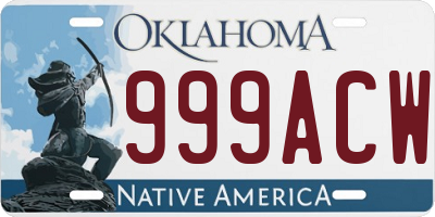 OK license plate 999ACW