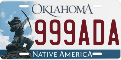 OK license plate 999ADA