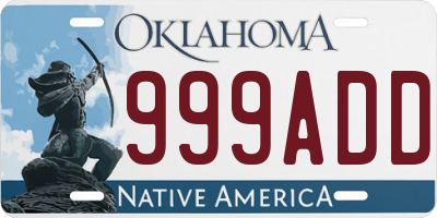 OK license plate 999ADD