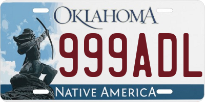 OK license plate 999ADL