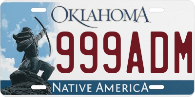 OK license plate 999ADM