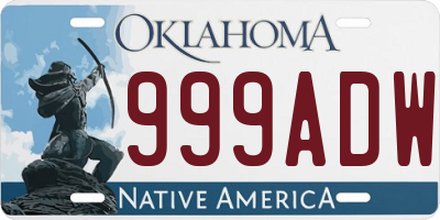 OK license plate 999ADW