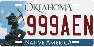 OK license plate 999AEN