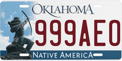 OK license plate 999AEO