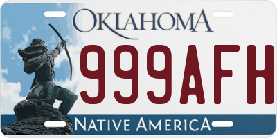 OK license plate 999AFH