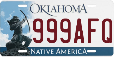 OK license plate 999AFQ