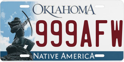OK license plate 999AFW