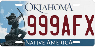 OK license plate 999AFX