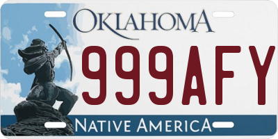 OK license plate 999AFY