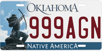 OK license plate 999AGN