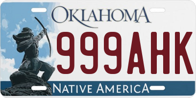 OK license plate 999AHK