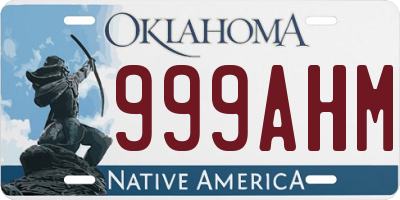 OK license plate 999AHM