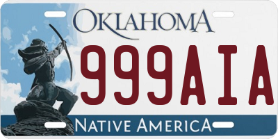 OK license plate 999AIA