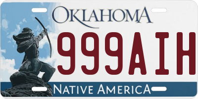 OK license plate 999AIH
