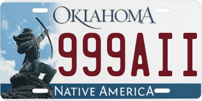 OK license plate 999AII