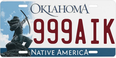OK license plate 999AIK