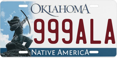 OK license plate 999ALA