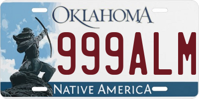 OK license plate 999ALM