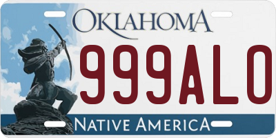 OK license plate 999ALO