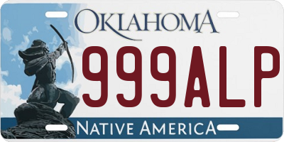OK license plate 999ALP