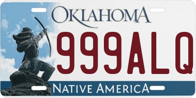 OK license plate 999ALQ