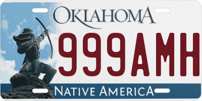 OK license plate 999AMH