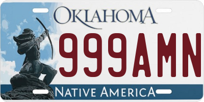 OK license plate 999AMN