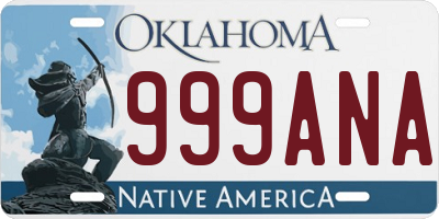 OK license plate 999ANA