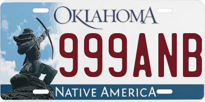 OK license plate 999ANB