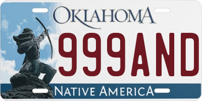 OK license plate 999AND