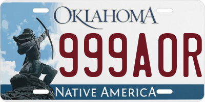 OK license plate 999AOR