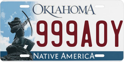 OK license plate 999AOY