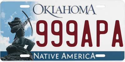 OK license plate 999APA