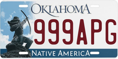 OK license plate 999APG