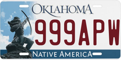 OK license plate 999APW