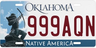 OK license plate 999AQN