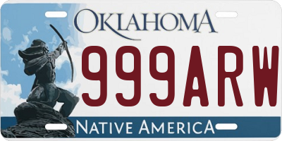 OK license plate 999ARW