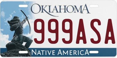 OK license plate 999ASA
