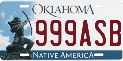 OK license plate 999ASB