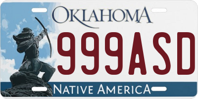OK license plate 999ASD