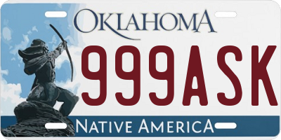 OK license plate 999ASK